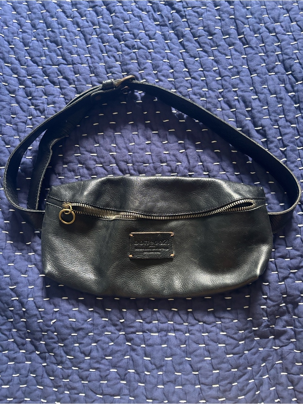 Bottega 21 handmade Black Leather Belt Bag